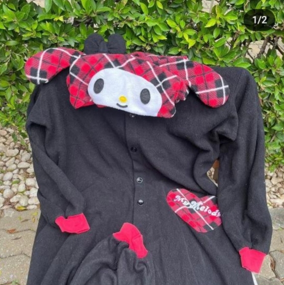 Official Sanrio My Melody Checkered Black and Red Kigurumi Onesie - Picture 1 of 1